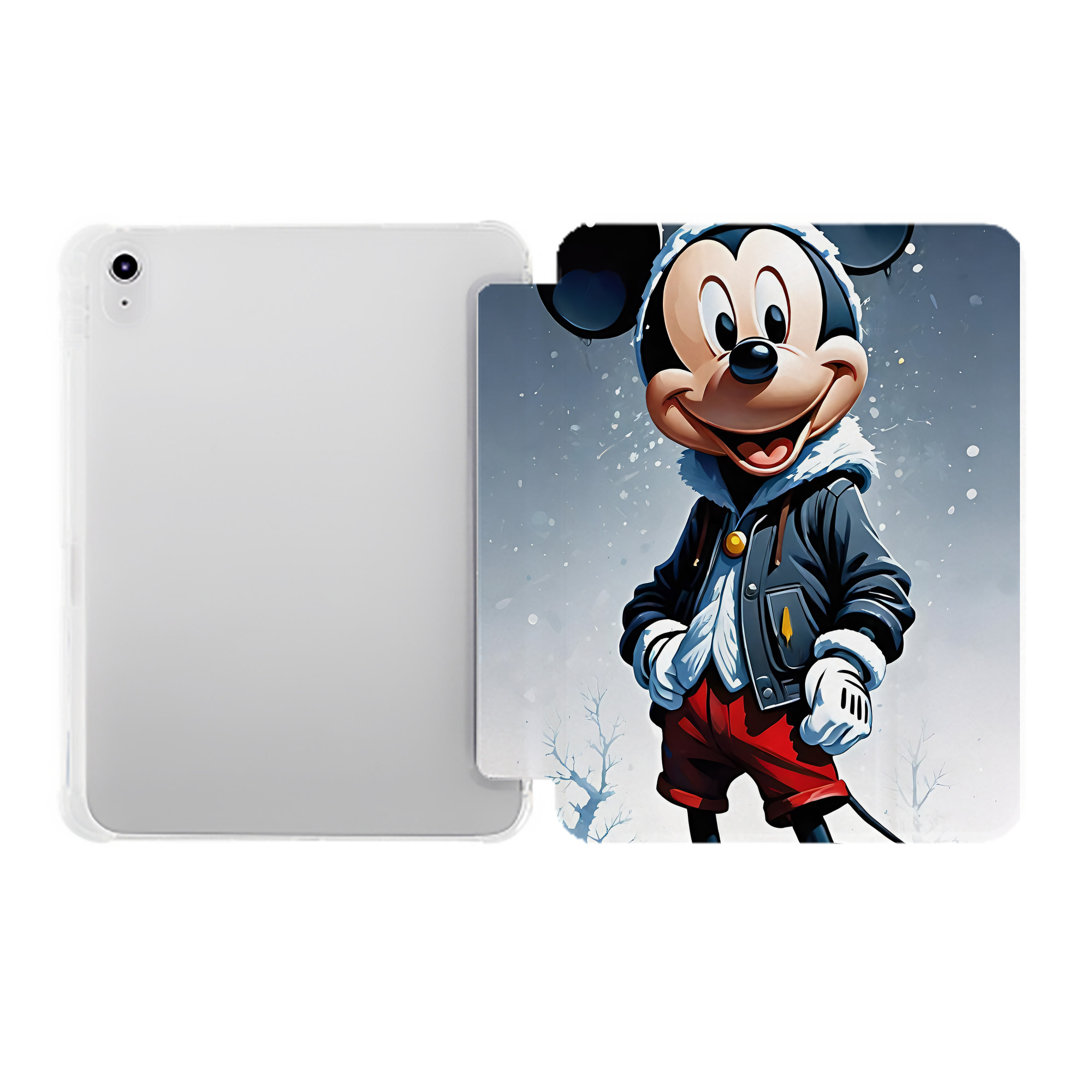 （画像用） ミッキーマウス Mickey Mouse IPad ケース ペン収納付き 三つ折りスタンド PUレザー×シリコン 対応機種9.5/10.5/10.9インチ